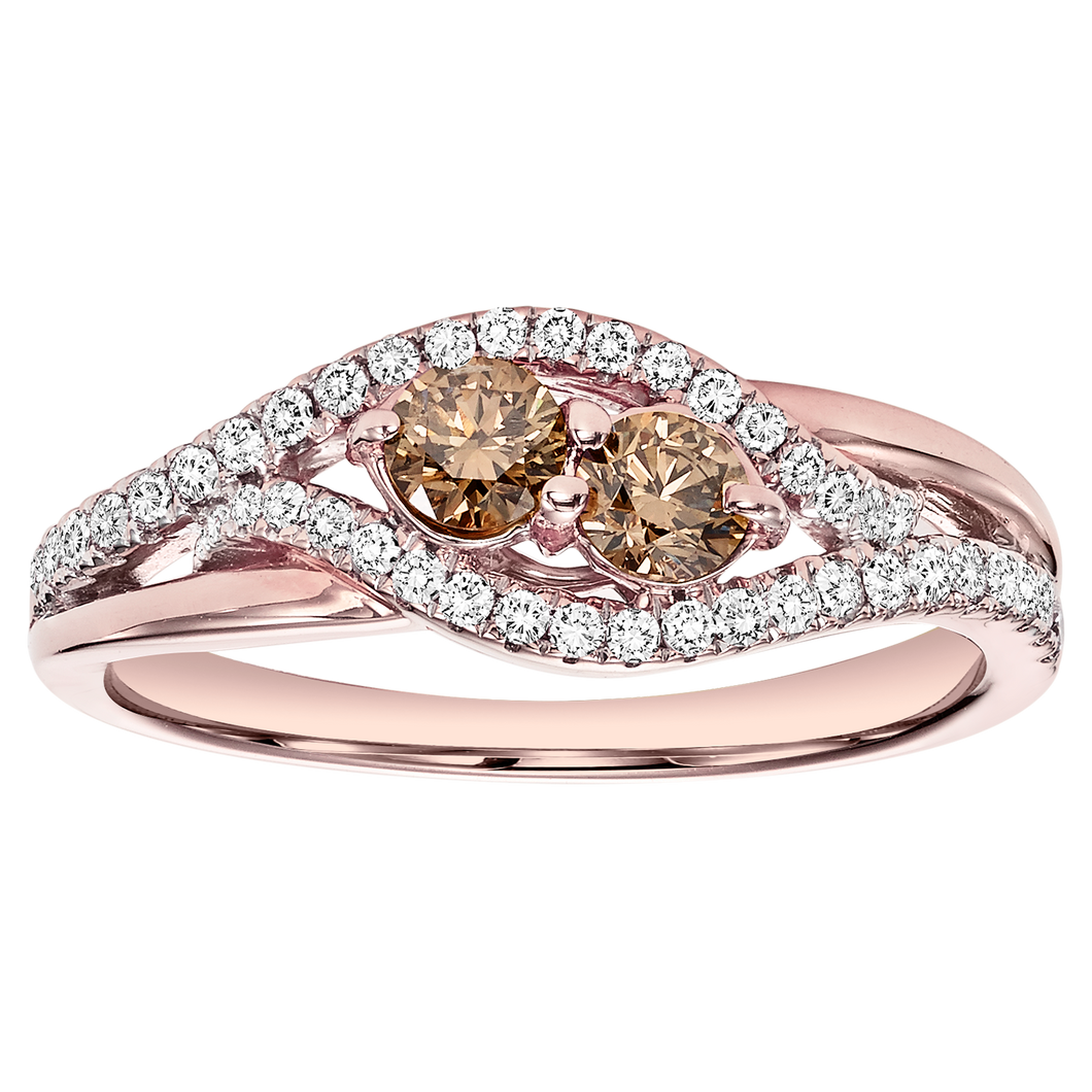 14K Brown & White Diamond Ring 1/2 ctw